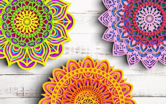 3D 5 Layer Flower Mandala SVG DXF Bundle for Creative Projects