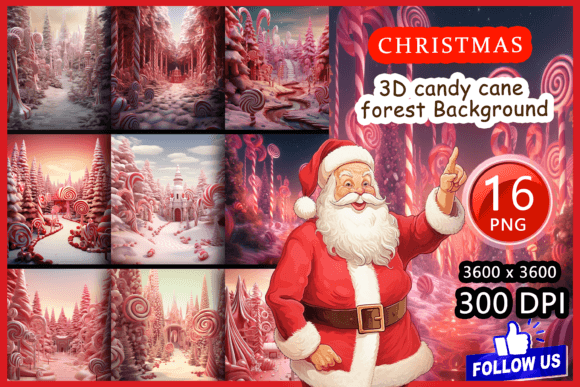 3D Candy Cane Forest Background: Sweet Visual Magic