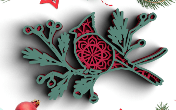 3D Christmas SVG DXF Cardinal Design: A Layered Holiday Craft Masterpiece