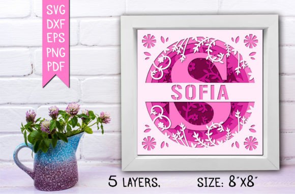 3D Flower Split Monogram Shadow Box for Creative Projects