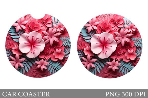 3D Flowers Car Coaster Sublimation