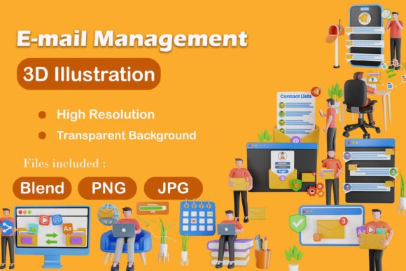 3D Illustration of Email Management