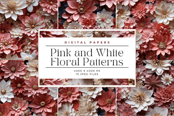 3D Pink and White Floral Patterns for Creative Projects