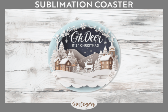 3D Quote Oh Deer, It s Christmas Coaster