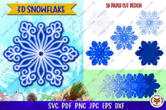 3D Snowflake Papercut SVG for Creative Christmas Projects
