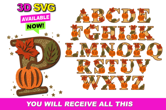Alphabet 3D SVG Pumpkin for Creative Projects