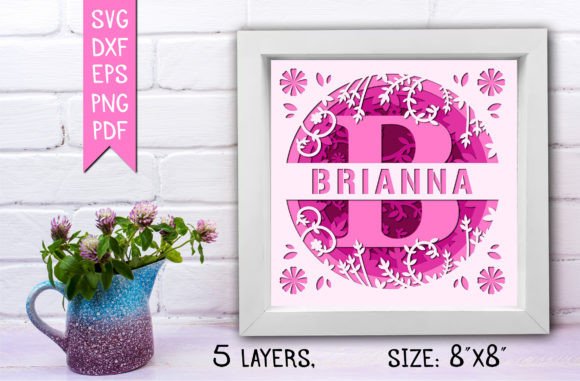 “B” 3D Flower Split Monogram Shadow Box: A Creative Craft Solution for Personalized Projects