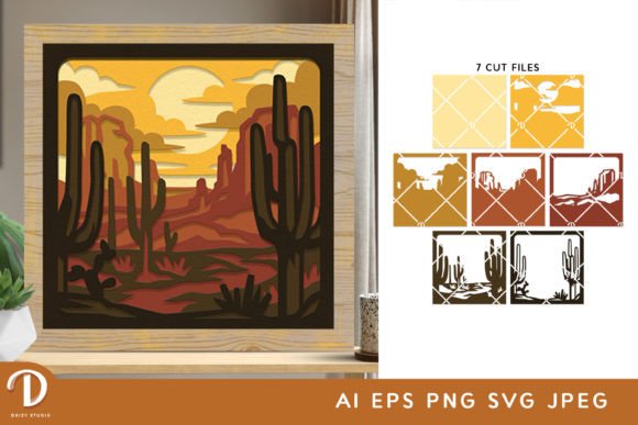 Canyon Desert 3D Shadow Box Paper Cut