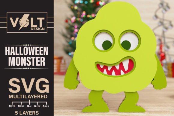 Cute Halloween Monster 3D SVG Papercut