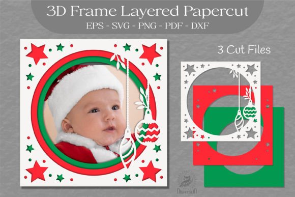 Enhancing Holiday Creativity with Christmas 3D Frame Layered SVG 6