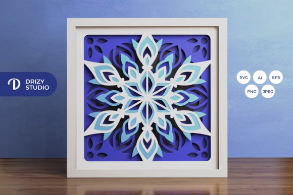 Intricate Snowflakes 3D Shadow Box