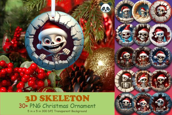 Skeleton 3D Christmas Ornament Bundle: A Unique Design Resource for Holiday Creations