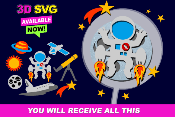 Space Silhouette Elements 3D SVG – A Creative Resource for Crafters and Designers