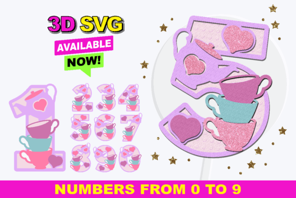 Tea Party Numbers 3D SVG: A Creative Resource for Crafting Enthusiasts